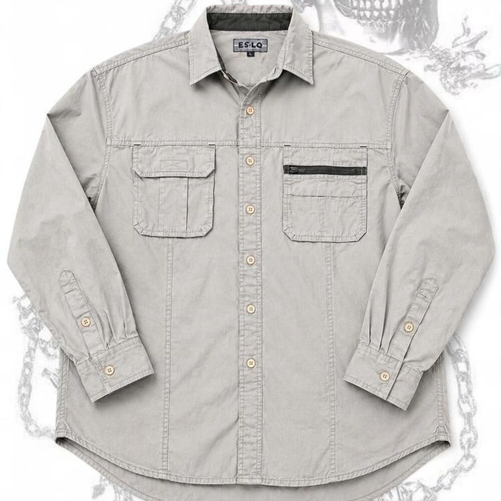 Unbranded Men's Cream and Grey Shirt